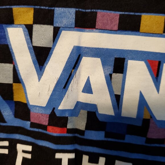 Vans Off The Wall Long Slv Black Checkered Graphic Print TShirt Sz X Large - Picture 11 of 11